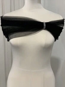 1 件女式不对称可调节网眼披肩，适合婚礼、派对、宴会 - 彩色 - 查看 8