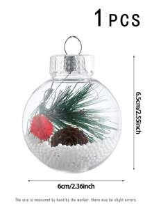 1pc 6cm Bola de decoração transparente, enfeite de árvore de Natal para pendurar, vários padrões, para decoração de feriado