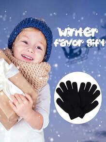 Cooraby 3 双儿童冬季手套厚羊绒保暖针织手套儿童防寒手套 - 彩色 - 查看 4