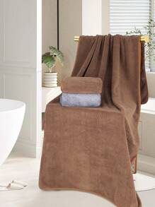 2 件套 [1 条毛巾 + 1 条浴巾] 珊瑚绒波浪图案毛巾面巾浴巾浴室组合套装，柔软舒适，速干，可用于沐浴、洗脸、浴室、卧室等场景，家居浴室装饰秋季装饰，美容院返校日用浴室淋浴毛巾，适用于美容沙龙、酒店运动、家居必需品、毛巾、皮肤护理