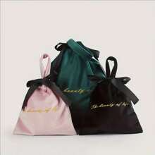 1pc Deluxe Velvet Embroidered Drawstring Pouch - Elegant Cosmetic And Trinket Storage Bag, Matte Finish, Suitable For Any Room, Gift Packaging Valentine's Day