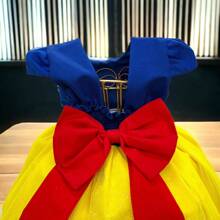 Vestido Princesa Amarelo 1 A 4 Anos Luxo Com Capa - Amarelo - Visão 4