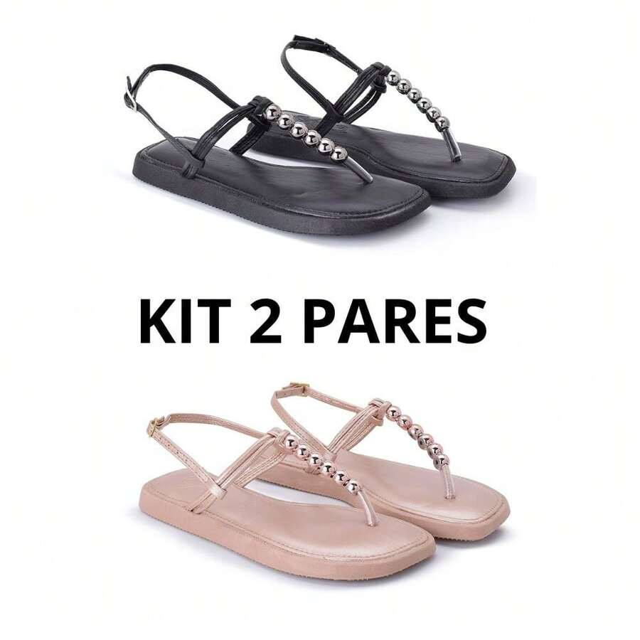 Kit 2 Elegant Casual Flats With Comfort Insole - đồng đen - Xem 1