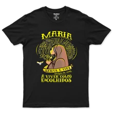 Catholic T-Shirt Mary Holy And Faithful Women's And Men's Cotton - 黑色 - 查看 1