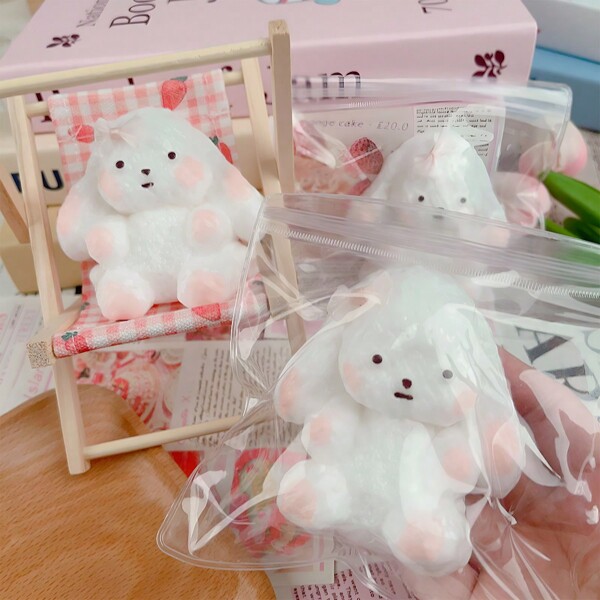 1pc Cute Bagged Small Animal Squeeze Toy For Stress Relief, Mini Rabbit & Westie Dog Squeeze Toy, Office Stress Relief Toy, Christmas Holiday Small Gift (There May Be Minor Black Spots In The Product Due To Raw Material Impurities, Which Do Not Affect The Appearance Of The Product)