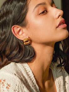 1 Pair Fashion Simple Geometric Ear Stud Earrings Exaggerated Vintage Luxury Elegant For Women - Vàng - Xem 2