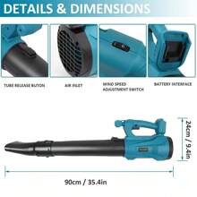 For 18V Makita Battery Cordless Leaf Blower 6 Speed Electric Leaf Blower Home US,Garden Tools