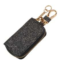 1 pieza Bolsa para llaves de coche, bolsa de almacenamiento de llaves unisex, llavero de piel sintética, bolsa de almacenamiento de llaves brillante y creativa, accesorios de coche escolares, regalo de Navidad gótico y Y2K lindo - Multicolor - Ver 11
