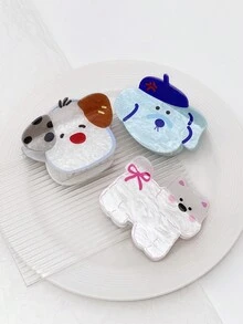 1 件女式可爱卡通多巴胺亚克力爪夹，彩色动物贝壳发夹，适合日常搭配 - 彩色 - 查看 3