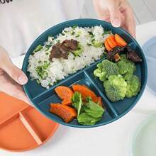 北欧风格三格分隔盘，食物容器托盘，用于健康份量控制，适合学生和办公室工作人员准备餐食 - 彩色 - 查看 6