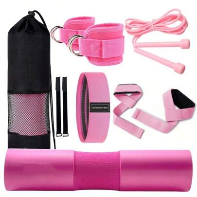 Bộ 5 miếng lót tạ đòn, Thích hợp cho các bài tập Squat tạ đòn, Đẩy hông, Chùng chân, Nâng tạ & Nâng tạ, Bộ dụng cụ tập thể dục tại nhà đốt cháy mỡ, Phụ kiện tập thể dục dành cho cả nam và nữ