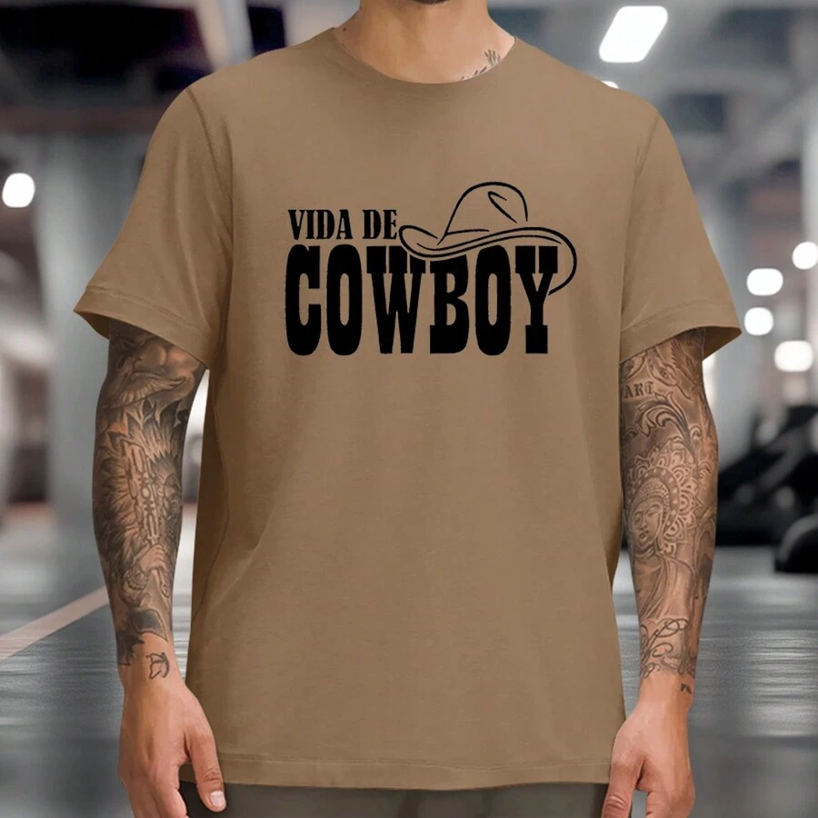 Cowboy Life T-Shirt Country Fashion Agro Rodeo Round Neck 100% Cotton - Caqui - Ver 1