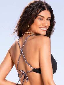 Black And White Polka Dot Double-Sided Bikini With V-Neckline And Adjustable Straps Comfort And Style For Summer - 黑色和Poá 3694733 - 查看 8