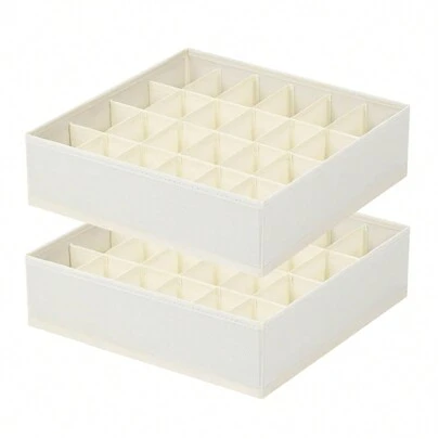 1/2 Packs Sock Drawer Organizer Divider Underwear Organizer, 24 Cell Closet Organizers And Storage Organizer Sock Holders Organizers For Storing Socks, Handkerchiefs, Ties, Belts (Beige)