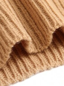 Women Loose Knit Sweater, Adults Button-down Flower Pattern Long Sleeve V-neck Cardigan - Camel - Ver 8