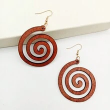 Bộ hoa tai gỗ phong cách Bohemian thời trang - Cổ điển tối giản, Đa năng, Chủ đề kỳ nghỉ, Thiết kế khoét rỗng, Chốt hoa tai bằng kim loại, Thích hợp để đeo hàng ngày/đi nghỉ, Mọi mùa, Phụ kiện thời trang dành cho nữ - ốc xoắn ốc - Xem 11