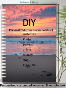 Un cuaderno de hojas sueltas personalizable con páginas desprendibles, adecuado para diversas ocasiones como fiestas. El diseño personalizado de la cubierta se puede utilizar como un regalo memorable para amigos. - Multicolor - Ver 4