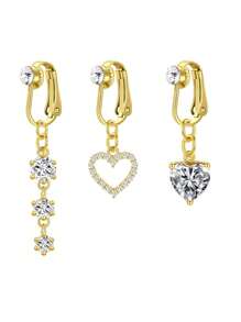 CIZME 假肚脐环 夹式肚脐环 假肚脐穿孔 假耳环 假肚脐穿孔 - 銀色/金色 - 查看 16