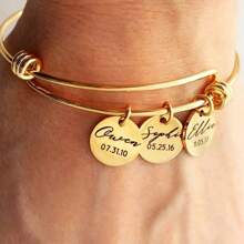 1 chiếc Vòng tay tên gia đình bằng thép không gỉ khắc tên tròn tùy chỉnh - 1-3 tên tròn khắc, Quà tặng sinh nhật và kỷ niệm tùy chỉnh cho phụ nữ, Vòng tay trang sức ngày lễ có thể điều chỉnh, Tên tùy chỉnh, Quà tặng ngày lễ thời trang cá nhân hóa, Vòng tay cặp đôi - Vàng - Xem 7