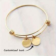 1 chiếc Vòng tay tên gia đình bằng thép không gỉ khắc tên tròn tùy chỉnh - 1-3 tên tròn khắc, Quà tặng sinh nhật và kỷ niệm tùy chỉnh cho phụ nữ, Vòng tay trang sức ngày lễ có thể điều chỉnh, Tên tùy chỉnh, Quà tặng ngày lễ thời trang cá nhân hóa, Vòng tay cặp đôi - Vàng - Xem 6