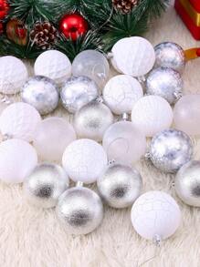 25 件圣诞球、圣诞树装饰球、圣诞树饰品、圣诞装饰套装。紫色和白色创意彩绘圣诞球，适合派对、圣诞树、花环和圣诞装饰 - 銀色 - 查看 1