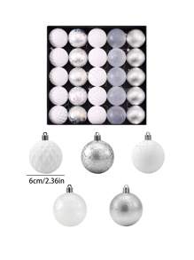 25 件圣诞球、圣诞树装饰球、圣诞树饰品、圣诞装饰套装。紫色和白色创意彩绘圣诞球，适合派对、圣诞树、花环和圣诞装饰 - 銀色 - 查看 6