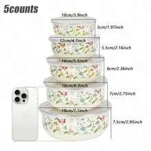 3PCS/5PCS 多色搪瓷食品储存碗套装，加厚抗菌，耐热密封碗带盖，适用于冰箱、厨房、沙拉、面包储存、圣诞礼物厨房配件、午餐盒、搅拌碗，适用于学校、露营、野餐、办公室、厨房组织 - 彩色 - 查看 9