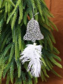 1 件 - 闪亮亚克力创意驯鹿雪花铃铛形羽毛吊坠、圣诞树装饰吊坠、圣诞派对家居氛围场景装饰用品 - 白色 - 查看 6