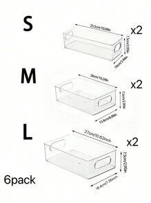 3/6/9Pack Acrylic Stackable Refrigerator Storage Box, Transparent Kitchen Storage Box With Handle, Suitable For Food Storage Room, Cabinet, Shelf, Drawer, Freezer - 6Pack(2S2M2L) - View 2
