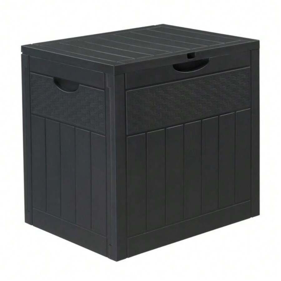 33gal Square Wood & Rattan Plastic Garden Storage Box Gray SHEIN USA
