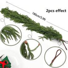 1PC Artificial Christmas Garland Ivy Vine Seasonal Pine Needles Cypress Garland Greenery Plant For Xmas Home Christmas Winter Xmas Tree Rattan Decoration Artificial Wreath Home Decor Christmas Decorations Room Decor