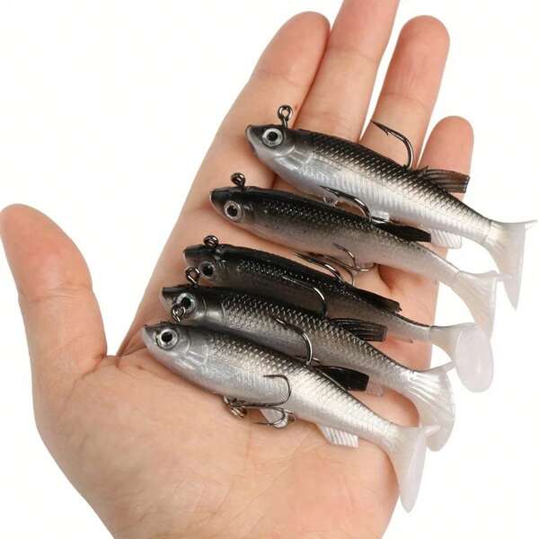 Jig Hook Silicone Soft Bait Set Swimbait 8cm 12.5g Pesca Wobblers Iscas de borracha artificial para lúcios e robalos Isca Tackle