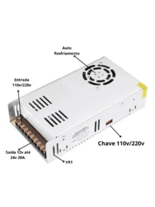 Switching Power Supply 50A 12V 600W Bivolt Sound CCTV Cameras Selector Switch - Bạc - Xem 2