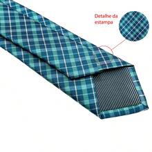Edi Saraiva Luxury Plaid Tie Premium Quality Polyester - 綠松石 - 查看 4