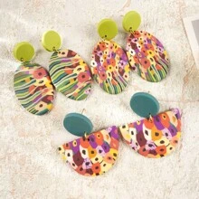 1 Pair Handmade Soft Clay Earrings, Bright Color Matching Earring Pendant, Suitable For Women Wedding Party, Daily Wear, Festival Gift