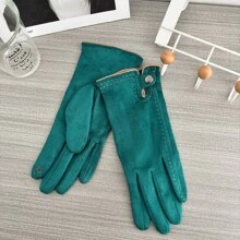 2 件装女士虾线鲜艳彩色纽扣手套，保暖、防风户外手套，适合运动、约会、派对、生日、时尚 - 彩色 - 查看 12