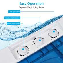 Homasis Portable Semi-Automatic Washing Machine 26 Lbs Twin Tub Laundry Washer Blue - US B Type Plug(110-127V) - View 6