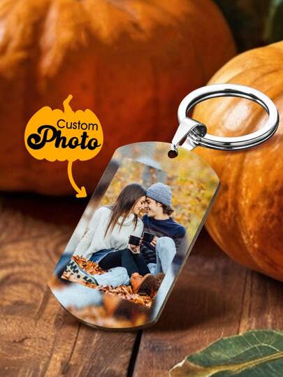 1pc Custom Photo Keychain, Custom Engraved Photo Keychain, Personalised Photo Keychain, Custom Keychain With Photo, Custom Stainless Steel Keychain, Mother's Day Gift, Father's Day Gift Friends, Grandparents, Youth, Her, For Anniversaries, For Birthdays, For Weddings, For Graduation, For Housewarming, Personalized Gifts For Women/Men, Personalized/Customized Keychain, Bag Charms,Delicate Romance, Utilitarian Chic
