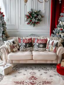 4 vỏ gối Giáng sinh, kết cấu mềm mại và thoải mái, quà tặng Giáng sinh phổ biến, hươu Giáng sinh, cây thông Noel, vỏ gối trang trí Giáng sinh, cho ghế sofa phòng khách phòng ngủ xe hơi, 17,1 inch x 17,1 inch, không có ruột gối - Nhiều màu - Xem 4