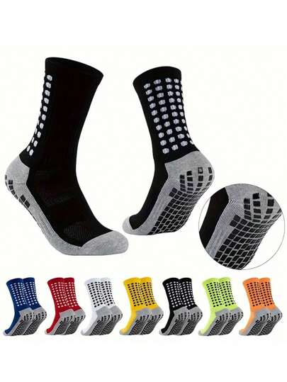 5/10 pares de calcetines deportivos de media caña para hombres en colores aleatorios, 1 par de calcetines deportivos de media longitud en color especificado, calcetines atléticos cómodos, transpirables y con absorción de impactos para hombres para baloncesto, entrenamiento y actividades al aire libre