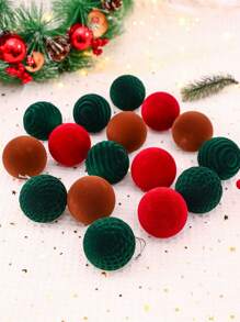 1 set (16 piezas) - Bolas de adorno navideñas de terciopelo, bolas para árbol de Navidad con efecto telilla, bolas de Navidad de 6 cm*2,36 pulgadas, bolas de Navidad de tela, bolas pintadas de color café, adornos colgantes para árbol de Navidad, juego irrompible de bolas navideñas, bolas de adorno de plástico con terciopelo, adecuado para celebraciones, fiestas de cumpleaños, decoración del hogar, decoración de ventanas, props de fotografía, Navidad, Año Nuevo, Día de Acción de Gracias - Multicolor - Ver 2