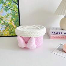 Rope Woven Desktop Storage Basket For Toys Snack Tissue Candy Stationery Cosmetic Makeup  Organizer Home  Livingroom Bathroom Bedroom Clutter Organization - Pink - View 11