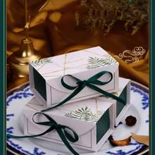 10pcs Green/Red/Blue Gift Box Birthday Party Wedding Shower Christmas Package Chocolate Cookies Cake Decoration With Ribbon