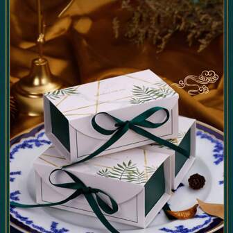 10件装绿色/红色/蓝色礼盒生日派对婚礼派对圣诞套餐巧克力饼干蛋糕装饰带丝带