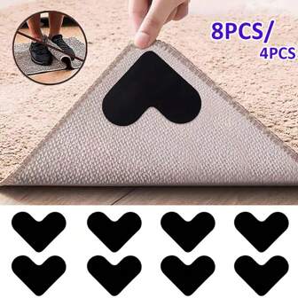 4/8 piezas de alfombrillas de suelo en forma de corazón, antideslizantes para muebles, cocina, dormitorio, de PU lavables con adhesivo nano de doble cara