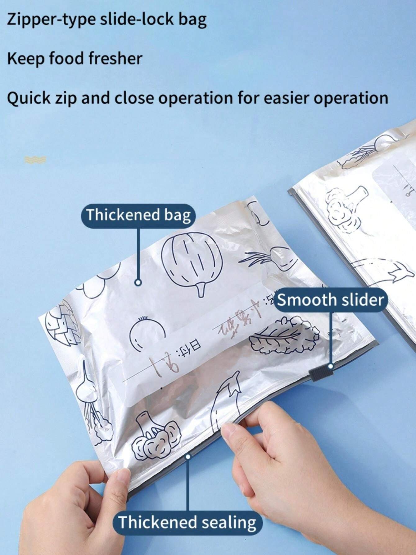 Aluminum Foil Ziplock Reusable Produce Bags With Vegetable & Fruit