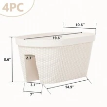 Aoodor 4pcs 19.6'' Balcony Rattan Pattern Railing Planter Box With Drainage Holes And Adjustable Brackets For Outdoor Garden Patio,Deck,Fence