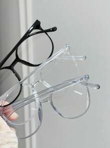 3件套女士圆形日常百搭轻便无度数透明眼镜配件 - 彩色 - 查看 6