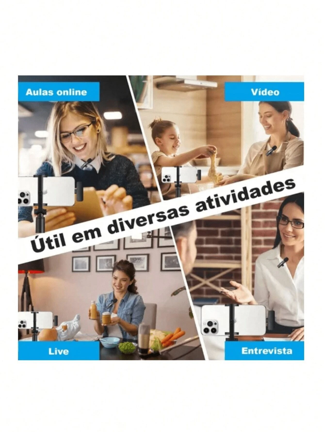 KIT 2 Professional Wireless Double Lapel Microphone Compatible Android