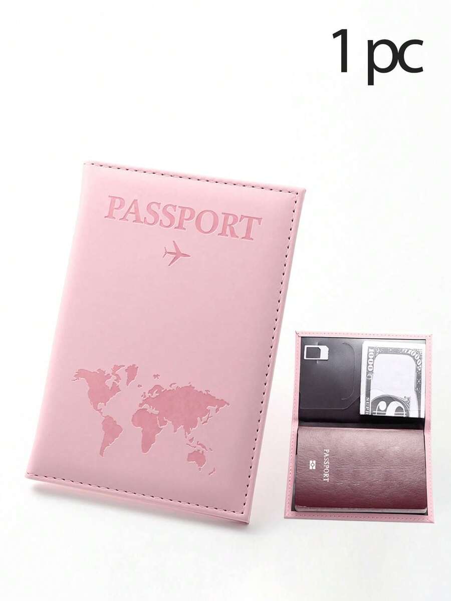 1 件大容量 PU 皮革护照夹，多功能护照夹，适用于户外旅行、商务旅行必备品、健身露营度假必备品、度假配件、旅行配件、邮轮护照夹 - 粉色 - 查看 1